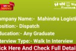 Walk in interview At Mahindra Logistics 2025