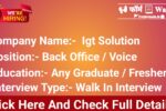 IGT Solutions Jobs In Pune 2025