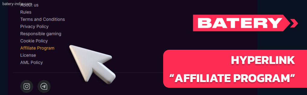 Batery click on the hyperlink “Affiliate program”